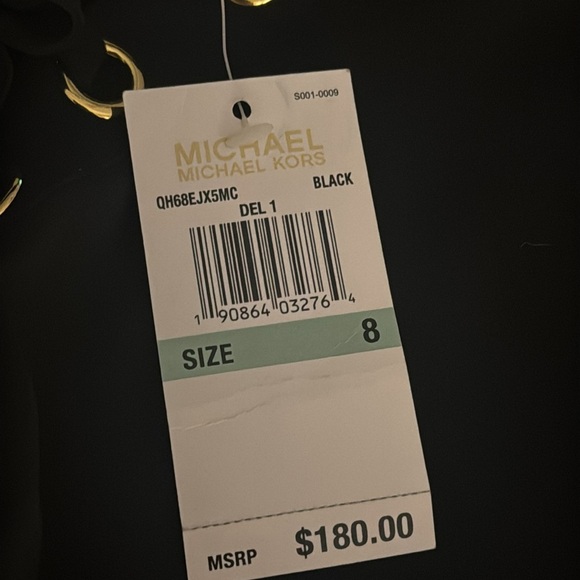 Michael Kors‎ Black Lace Grommet Mini Dress Long Sleeve Tie Front Size 8 Party - Picture 8 of 11